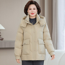 专柜女装高品质白鸭绒羽绒服轻奢时尚宽松妈妈大码保暖中长款外套