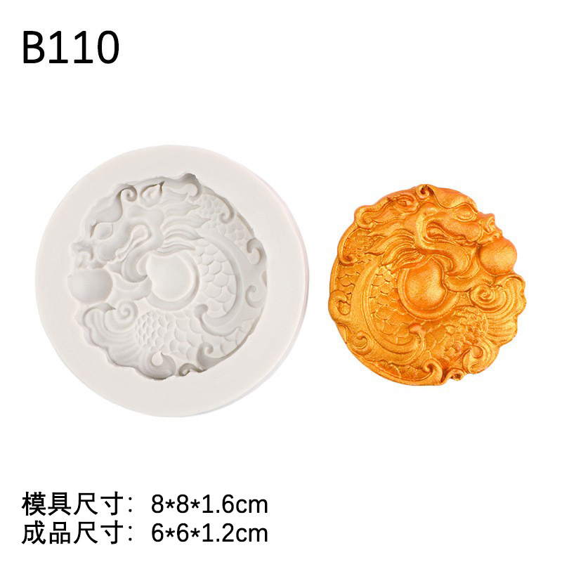 Molde de silicona tótem de dragón de estilo chino múltiple patrón de estilo chino Borde de pastel de dragón Fondant molde de chocolate para hornear