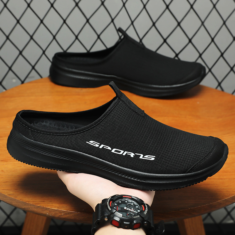 Zapatos de hombre, nuevo estilo, pantuflas para exteriores, transfronterizas, talla grande, punta cerrada, pantuflas de media caña, suela suave, zapatos casuales de poca profundidad, zapatos sin cordones, venta al por mayor