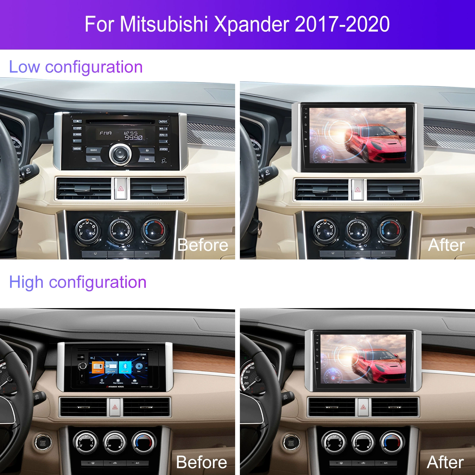 Подходит для Mitsubishi 9-дюймовый Xpander17-20 центральный экран навигация carplay заднего вида изображение интегрировано