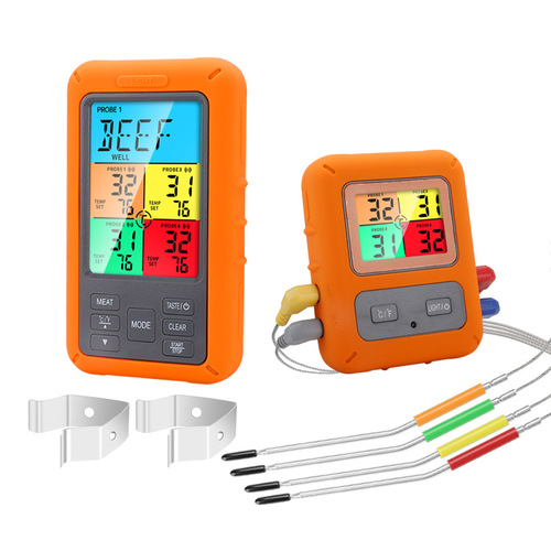 Wireless color screen multi-function electronic digital display thermometer barbecue meat food water thermometer food thermometer