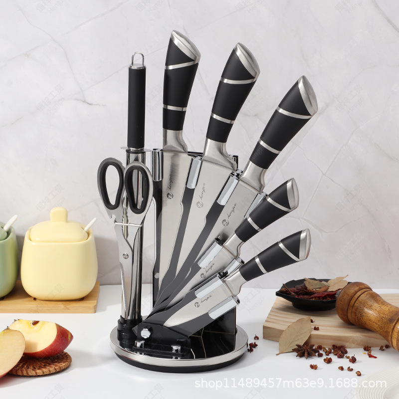 Juego de cuchillos de mango hueco transfronterizo conjunto de ocho piezas utensilios de cocina cuchillo de regalo cuchillo de cocina de acero inoxidable cuchillo de cocina conjunto traje