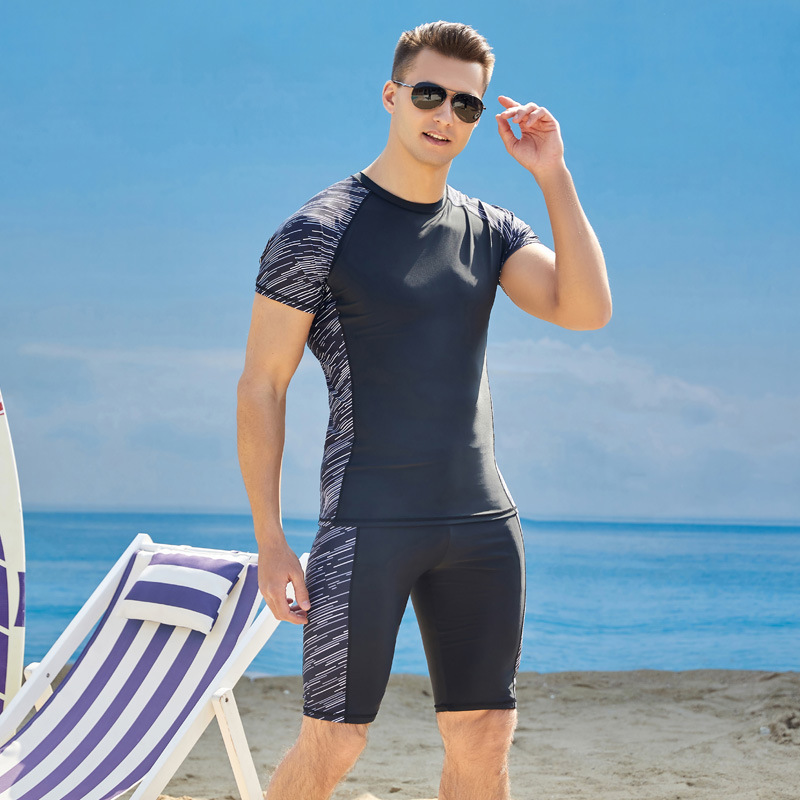 Supply wholesale breathable quick-drying short-sleeved pants men's swimwear tight surfing diving suit plus fat plus size