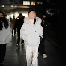 【赵露思同款】2025年新款三防棉衣国潮冬季大毛领工装派克棉服男