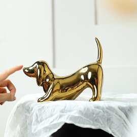 ins北欧风创意陶瓷腊肠狗雕像摆件家居客厅酒柜玄关样板间装饰品