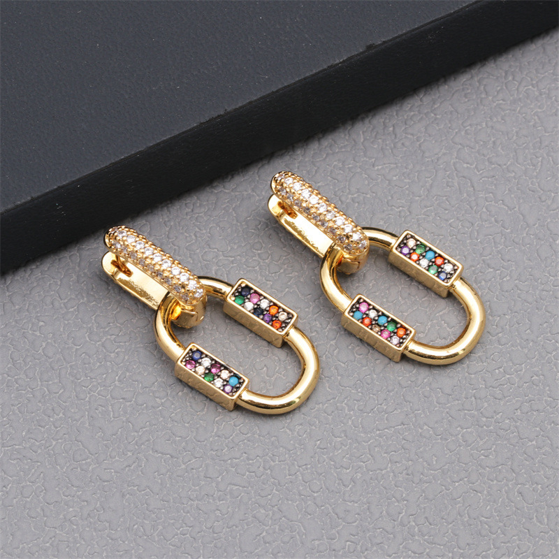 Women's Men's Fashion Flowers Copper Earrings Geometry Rhinestones Drop Earrings display picture 3