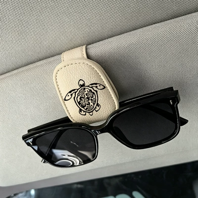 Beige cross-border bestseller sunglasses holder, creative car sun visor storage turtle-shaped car glasses clip (Car Glasses Clip/Bill Clip) - turtle-shaped-car-glasses-holder