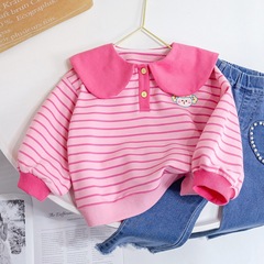 Children's Hoodie Spring Outfit 2023 New Stylish Spring and Autumn Baby Fashion Cartoon Striped Jacket Kids' Top