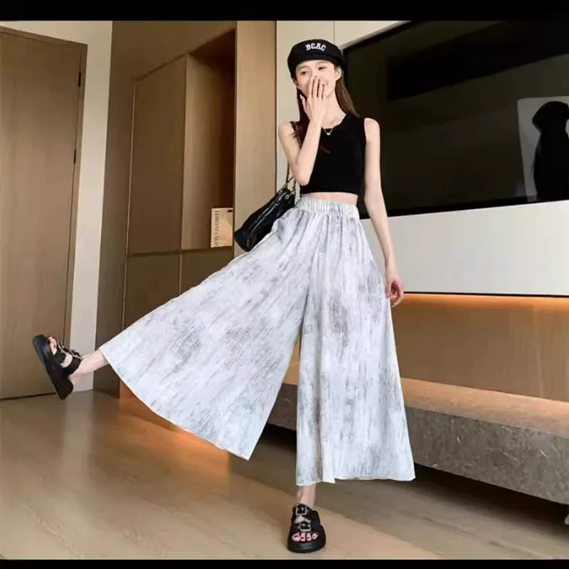 Douyin popular tie-dye skirt-pants plus size 80-280 jin, skirt-pants for women, summer thin, drape, Yamamoto-style pants-skirt