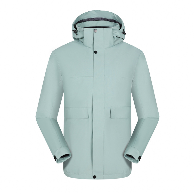 Al aire libre a prueba de lluvia a prueba de viento engrosada abrigo tres en uno desmontable de alta densidad de visón chaqueta de forro de terciopelo logotipo personalizado