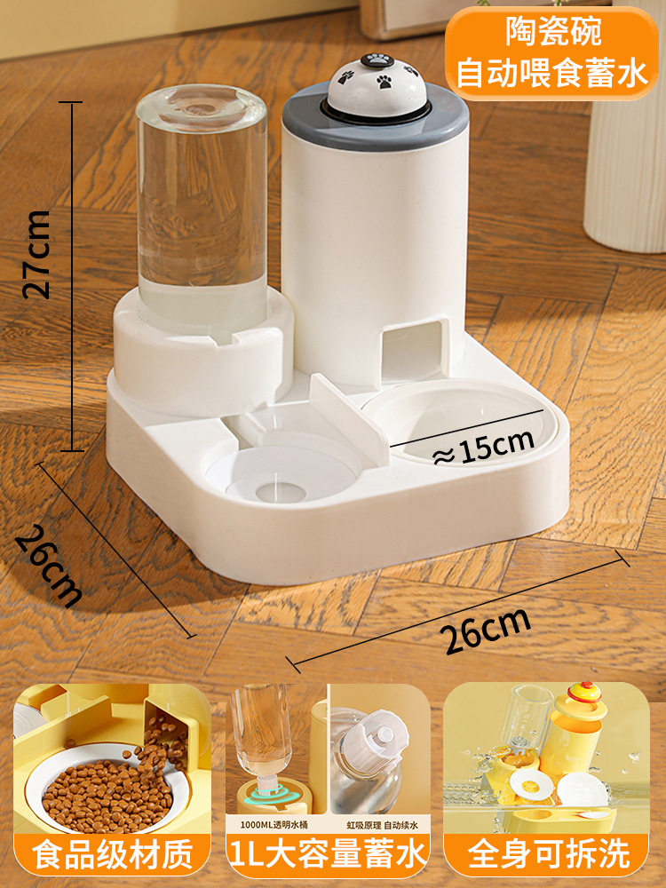 Tazón para gatos Tazón para perros Tazón para gatos Comida para gatos Alimentador automático Dispensador de agua Una pieza Cerámica para perros Bebida de agua Tazón doble