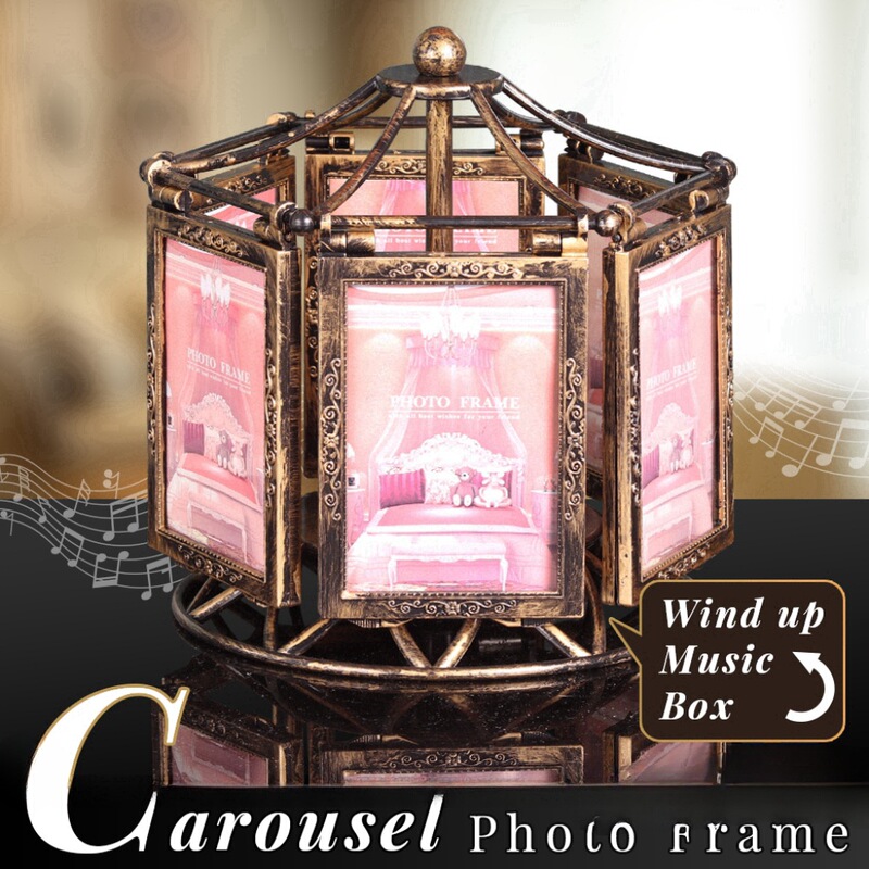 Cross-Border Children's Photo Frame Display Stand for Studio Wedding Photos 5inch Music Ferris Wheel Ornament Large Windmill Rotating Photo Frame