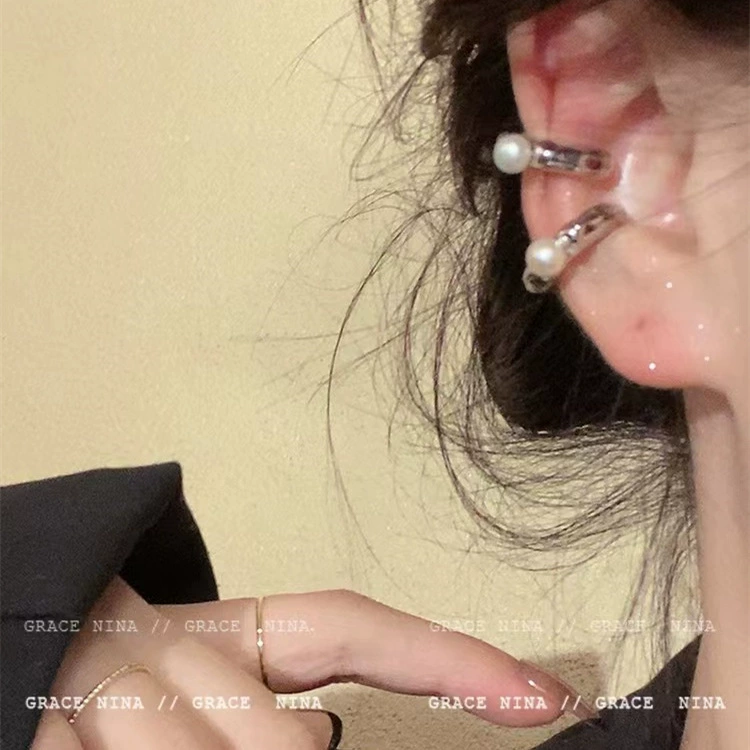Ear clips from pearl, earrings, simple and elegant design, no pierced ears