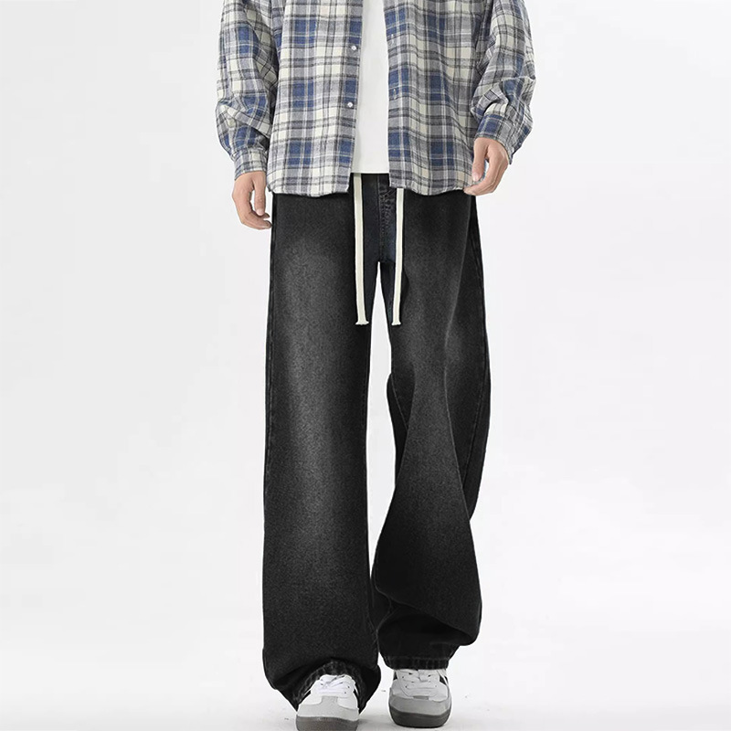 2026 Autumn New Straight-Leg Jeans for Men, Black Versatile Loose-Fit Large Size Men's Pants Hk9522 2026 Autumn New Straight-Leg Jeans for Men, Black Versatile Loose-Fit Large Size Men's Pants Hk9522