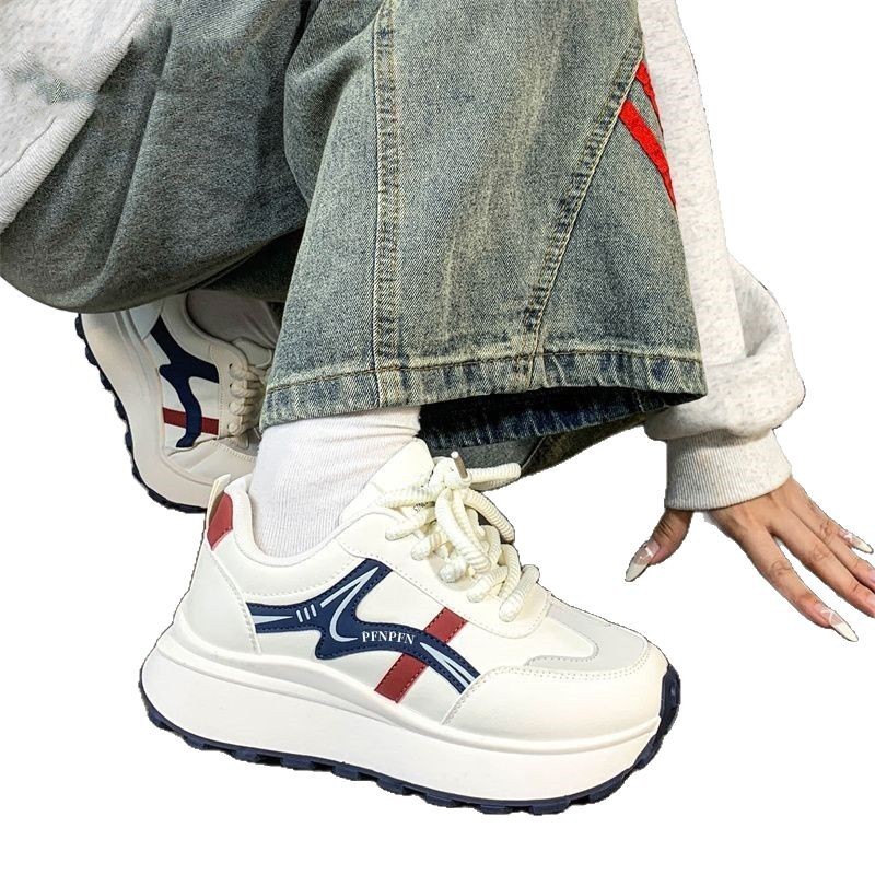 Zapatos deportivos de suela gruesa de diseño original de mujer, primavera y otoño de 2025, nuevos zapatos retro de altura en la tendencia