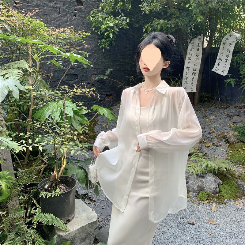 新しい中国風のシャツジャケット女性の夏薄い長袖カーディガン 2025 新しいアウターシフォントップ|undefined