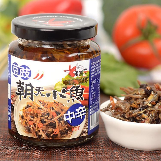 台湾进口老骡子豆豉小鱼干朝天椒辣椒酱特辣下饭240g