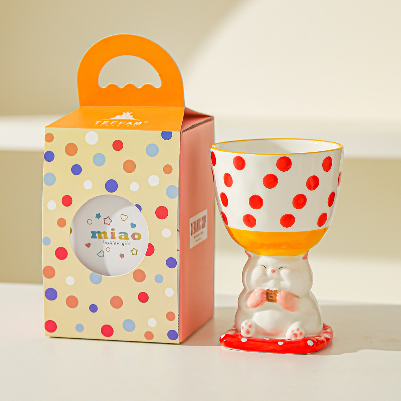 Dibujos animados lindo regalo de cumpleaños pintado a mano taza de helado taza de postre creativo taza de pastel taza de cerámica mesa de aromaterapia