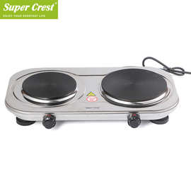 Super Crest 跨境欧规家用双头电热炉 旋转多功能炉双盘电炉加热