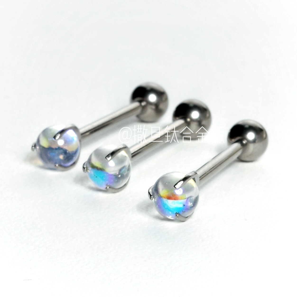 Pointed labret stud close-up product detail