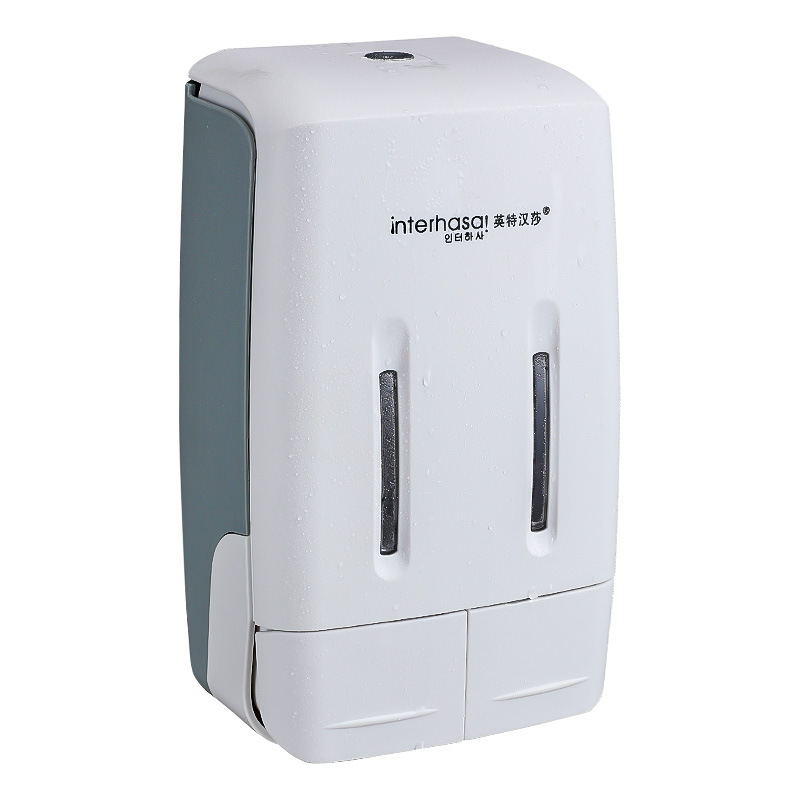 英特汉莎酒店宾馆家用壁挂式手动双头皂液器卫生间免打孔皂液盒