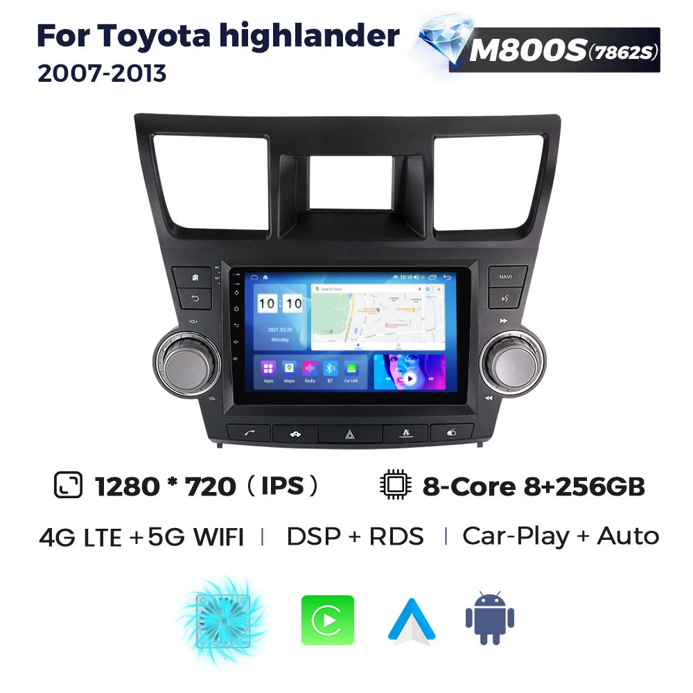 Подходит для на экране заднего вида навигации Toyota Highlander 07-13 на Android с Bluetooth и кнопками