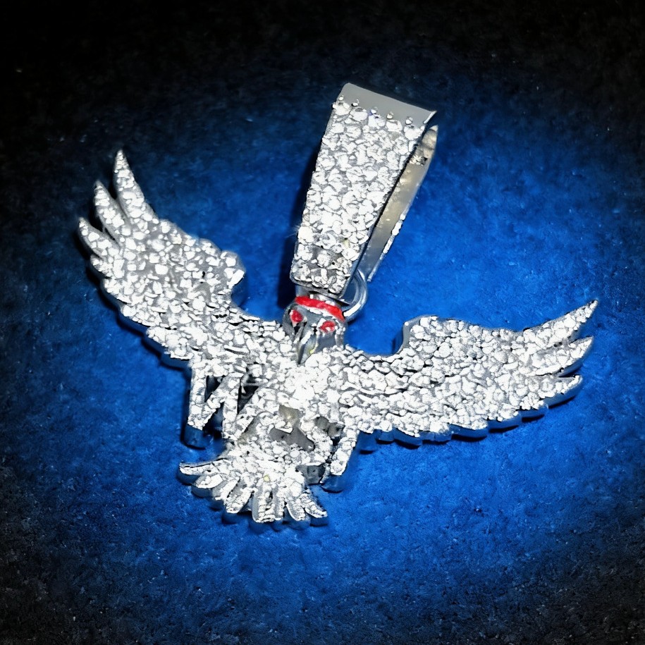 Águila de diamante completo WEST colgante de ala de ventana hip hop europeo y americano cadena gruesa cadena cubana conjunto de moda de calle para hombres y mujeres