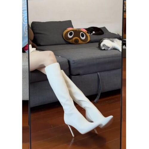 Sweet and Cool French Anti-Slip Hepburn Style Fashion Boots 2025 New Model Street Style High Fashion Boots to Match Skirts Low-Opening Long Boots