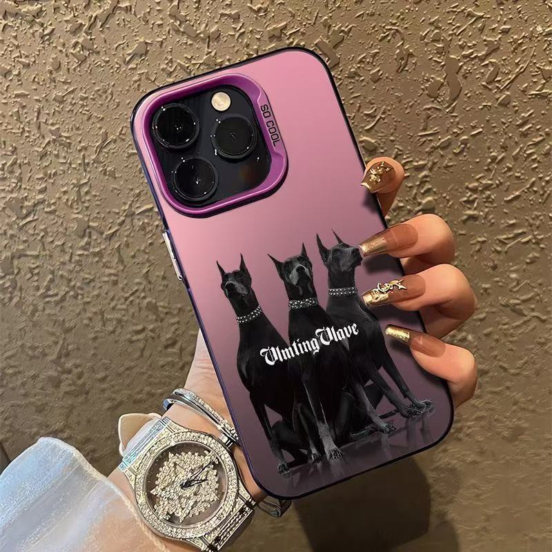 Color plata concha-púrpura-tres Doberman adj