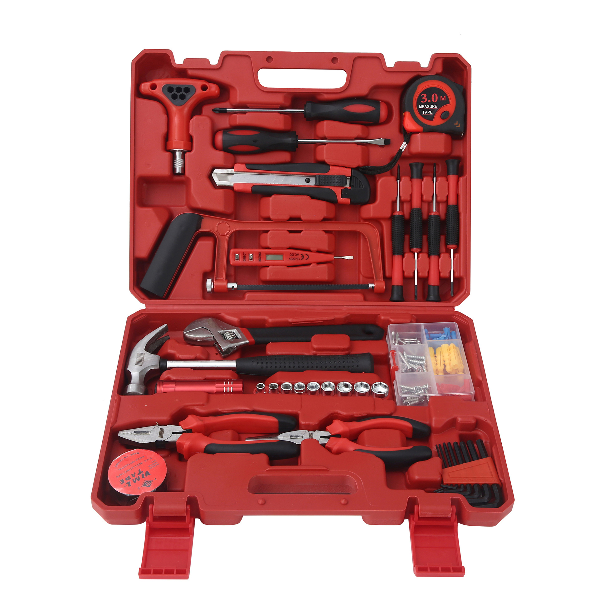 Juego de herramientas de hardware para el hogar, juego de grupo de reparación manual, juego de caja de herramientas para electricista, fábrica al por mayor