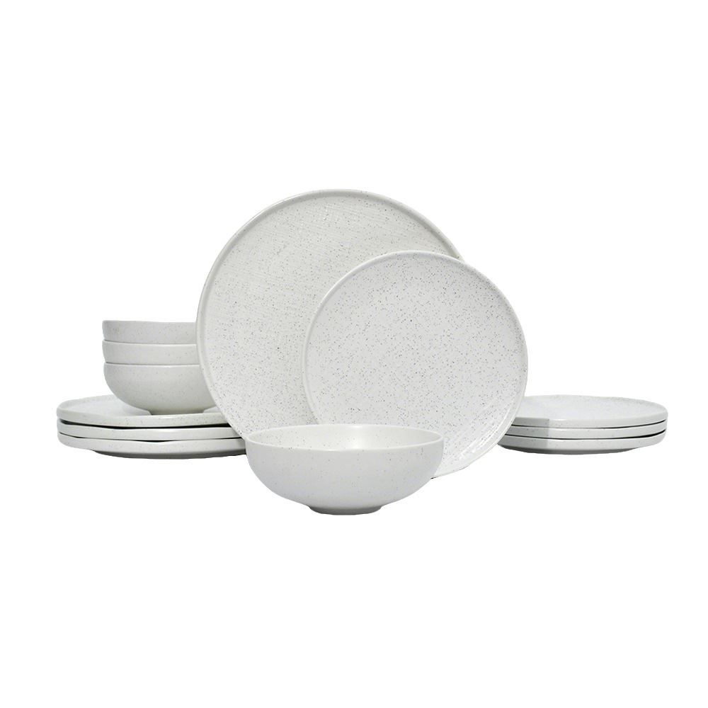 Conjunto de cubiertos de cerámica blanca de 12 piezas para cubiertos domésticos diarios