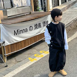 童装男童针织衫马甲春秋新款儿童日系男孩中小童毛衣外穿上衣