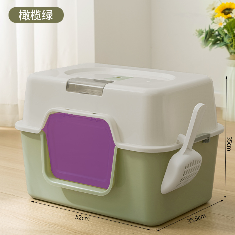 Basina de arena para gatos super grande totalmente cerrada anti-spillado anti-olor super grande inodoro para gatos para gatos