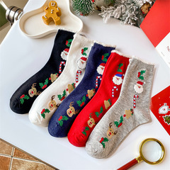Christmas socks new autumn and winter design for girls, red Santa Claus red holiday socks