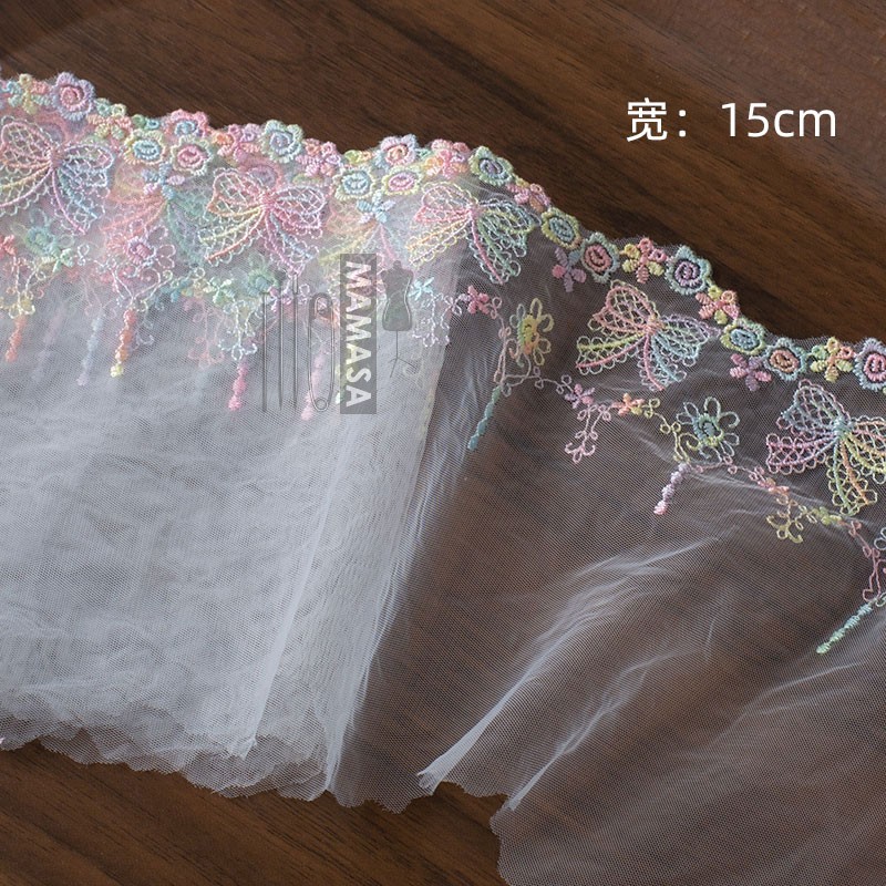 Alta calidad dopamina sueño bordado colorido hilo de malla encaje DIY mano lolita ropa tela accesorios para el cabello