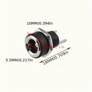 10 Pcs Dc022B Dc Power Socket 5.5 * 2.1 / 2.5mm3 5*1.3 Round Hole with Nut 2 Feet