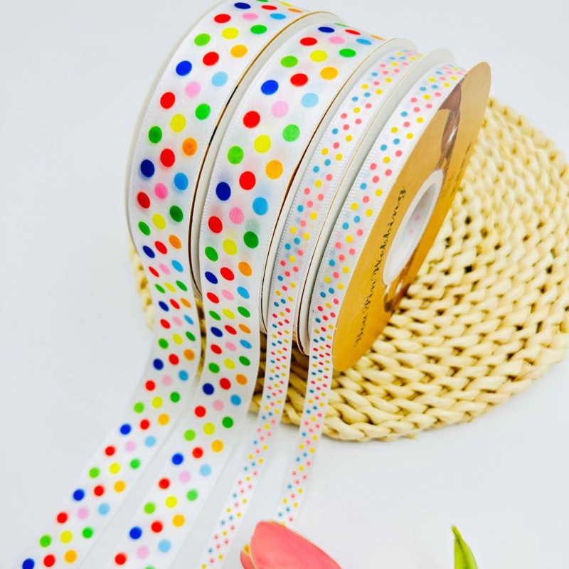 Hot color punto de impresión digital embalaje de cinta de color punto de color regalos de decoración de vacaciones accesorios de ropa onda punto cinta