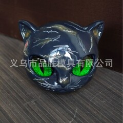 跨境独立站亚马逊猫咪雕塑装饰品摆件万圣节装饰猫咪头像摆件