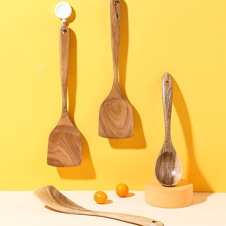 Teak shovel kitchen cooking spatula log kitchen utensils non-stick pan special protective coating natural wood cooking spatula