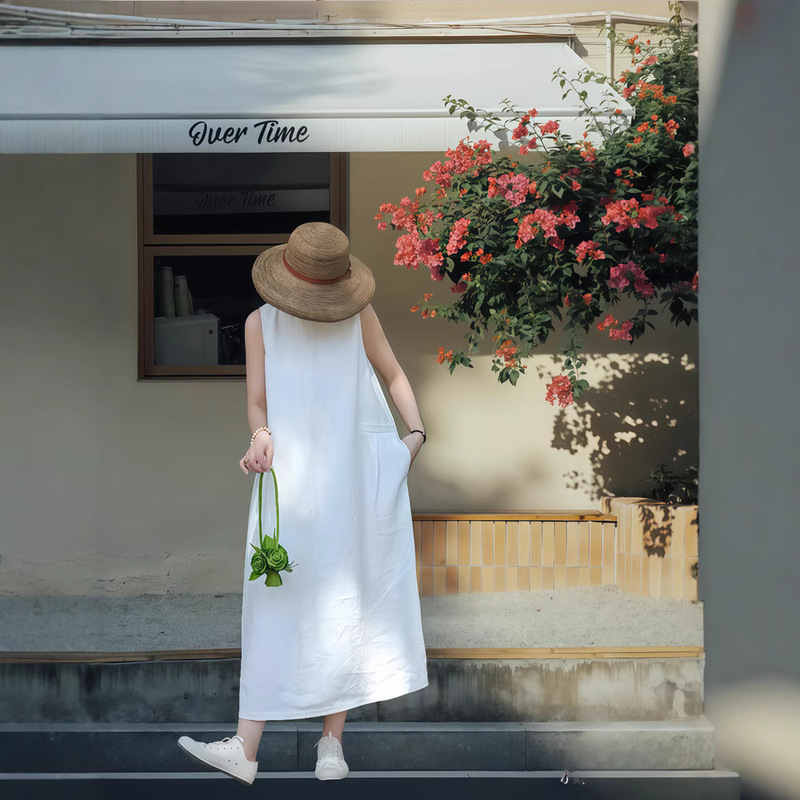 Age-reducing Elegant High-end Fine Linen dress Women's 2025 Summer Sleeveless Vest Mid-length Skirt Age-reducing Elegant High-end Fine Linen dress Women's 2025 Summer Sleeveless Vest Mid-length Skirt