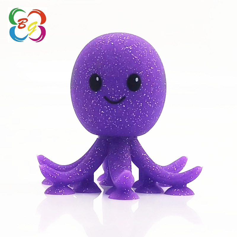 Juguete de silicona con ventosa de dibujos animados, lindo juguete de pulpo para apretar, divertido para el tiempo libre, rompecabezas, alivio del estrés, bola antiestrés, se puede imprimir con logotipo