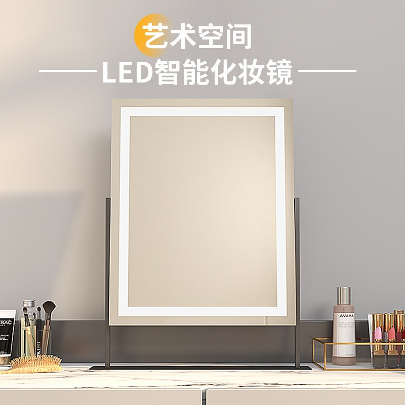 Espejo de maquillaje portátil para el hogar espejo de escritorio dormitorio en línea de alto nivel para estudiantes lujosos led dormitorio especial