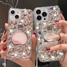 适用苹果16promax手机壳14pro奢华镶钻支架香水瓶iPhone15/14水钻