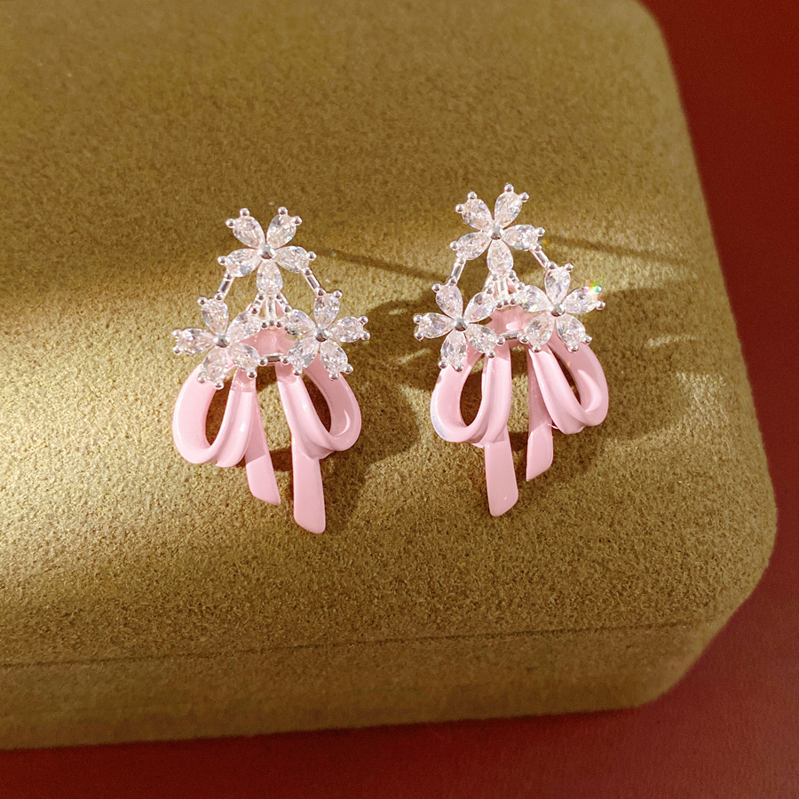 Collar de arco de aretes de flores de piedra de lujo ligero nicho cadena de clavícula de alta calidad temperamento conjunto de joyas exquisitas image 8