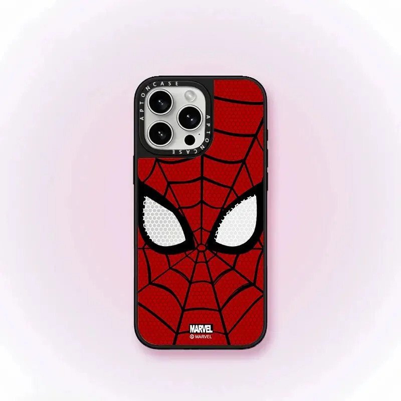 Suitable for Apple 17PROMAX phone case with contrasting colors and large window, Marvel Spider-Man face shield, iPhone 18 hard case 16