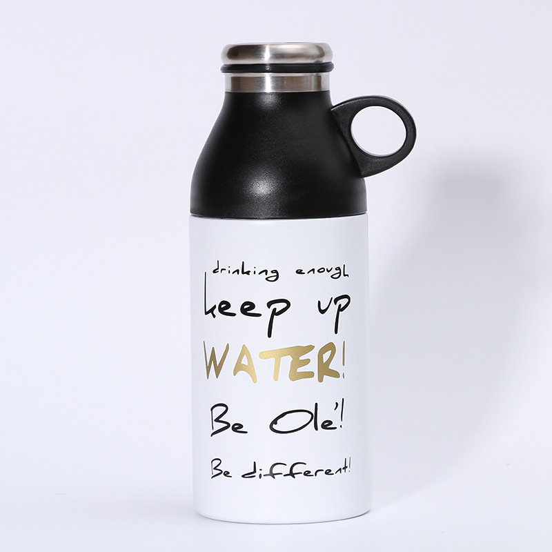 Taza de vacío de acero inoxidable 304 creativa una cubierta de doble uso portátil taza de agua de pareja de estudiantes masculinos y femeninos