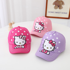 小貓貼布鴨舌帽韓版女童棒球帽春秋新款遮陽帽卡通兒童帽子批發
