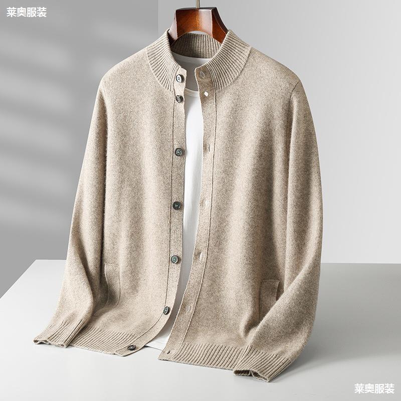 Men's demi-season woolen knitted cardigan