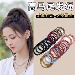 韓国版の髪輪の女性三合一の基礎の皮筋の学生はひものネットの赤い首の縄の女子学生の頭の装飾の高弾力の髪の縄を結びます。
