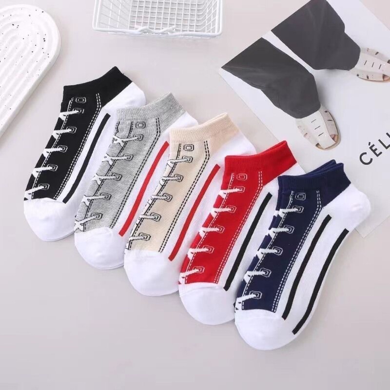 2025 Zhuji Couple Socks Short Spring and Summer Cotton Socks Breathable Sweat-absorbent Canvas Shoes Men's and Women's Instagram Style Trendy Boat